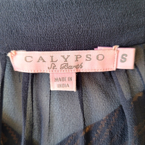 Calypso St Barth Tunic | Navy with Gold Accents - Picture 5 of 8